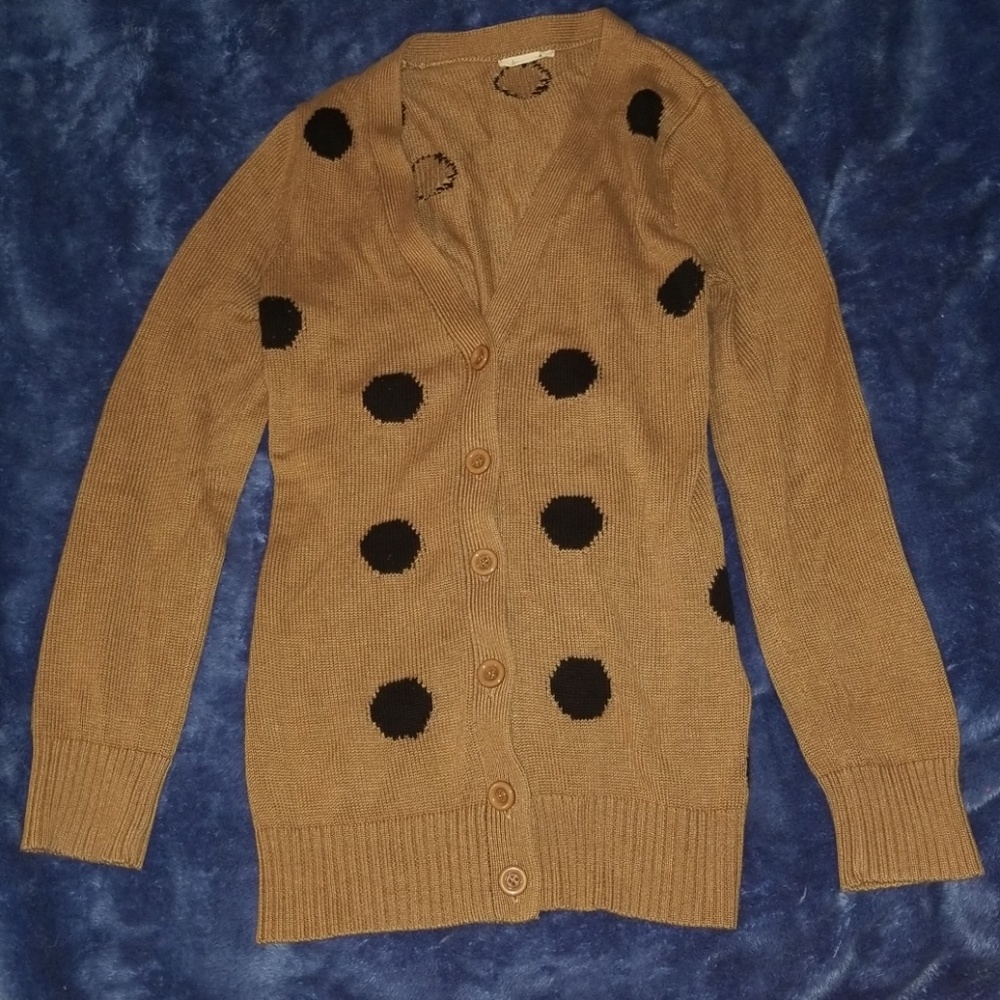 Vintage Teaspoon Tan/brown spotted cardigan large
